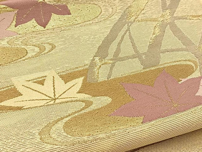平和屋着物＊夏物 六通柄袋帯 竜田川 金銀糸 正絹 逸品 未使用 BAAV7148yc
