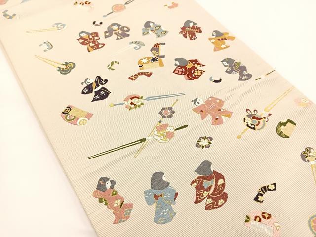 平和屋着物●西陣の老舗 1782年創業 山下織物 六通柄袋帯 唐織 かごめかごめ 金糸 正絹 逸品 BAAV7174yc