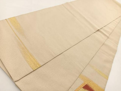 平和屋着物●爪掻き本綴れ　太鼓柄袋帯　扇面松文　金銀糸　正絹　逸品　BAAV7175yc