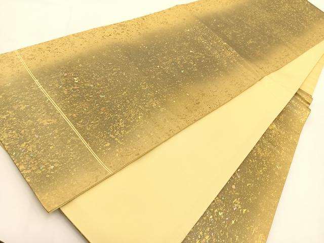 平和屋着物◎六通柄袋帯　霞文　金糸　引箔　正絹　逸品　BAAV7187yc