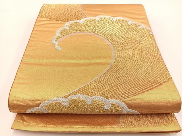 平和屋着物◎六通柄袋帯　立波文　金銀糸　正絹　逸品　BAAV7190yc