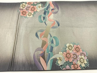 平和屋着物◎六通柄袋帯 花丸文 金銀糸 引箔 正絹 逸品 BAAV7195yc