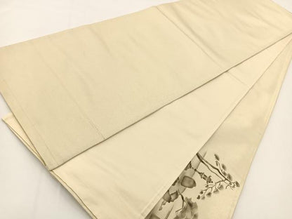 平和屋着物◎太鼓柄袋帯　手描き　風景文　引箔　正絹　逸品　BAAV7203yc