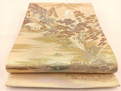 平和屋着物◎六通柄袋帯　京の絵姿　金銀糸　正絹　逸品　BAAV7220yc