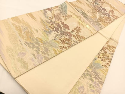 平和屋着物◎六通柄袋帯　京の絵姿　金銀糸　正絹　逸品　BAAV7220yc