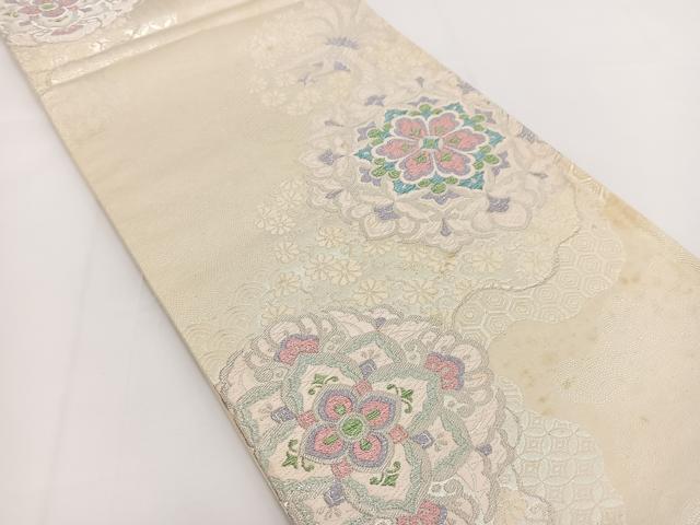 平和屋着物◎六通柄袋帯　唐織　鳳凰正倉院花文　銀糸　正絹　逸品　BAAV7241yc