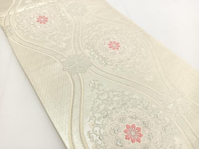 平和屋着物◎六通柄袋帯　唐織　立涌花文　銀糸　正絹　逸品　BAAV7243yc