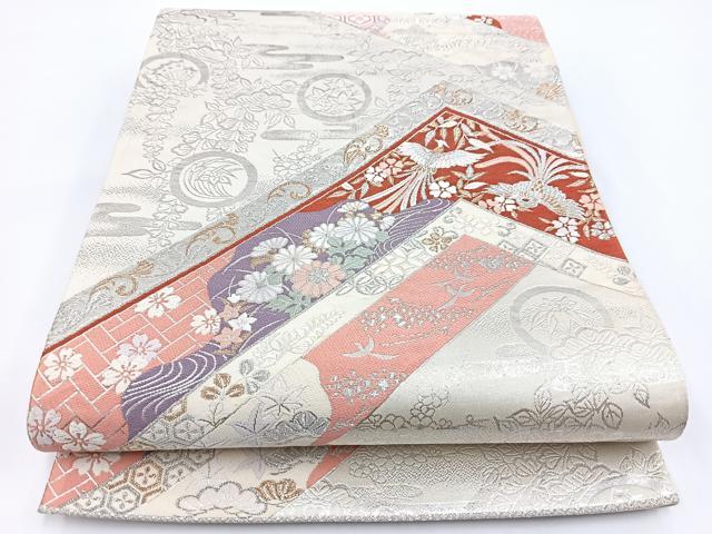 平和屋着物◎六通柄袋帯　唐織　鳳凰吉祥花文　金銀糸　正絹　逸品　BAAV7245yc