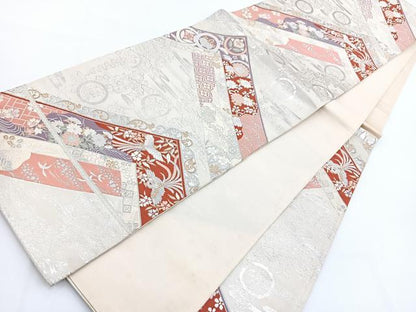 平和屋着物◎六通柄袋帯　唐織　鳳凰吉祥花文　金銀糸　正絹　逸品　BAAV7245yc
