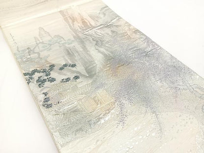 平和屋着物◎六通柄袋帯　錦袋嵯峨野　金銀糸　正絹　逸品　BAAV7246yc