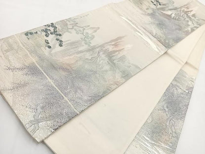 平和屋着物◎六通柄袋帯　錦袋嵯峨野　金銀糸　正絹　逸品　BAAV7246yc
