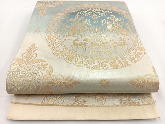 平和屋着物◎六通柄袋帯 狩猟文 金銀糸 引箔 正絹 逸品 BAAV7248yc