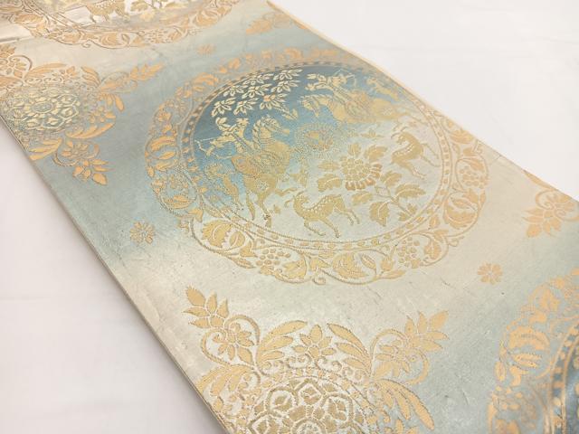 平和屋着物◎六通柄袋帯 狩猟文 金銀糸 引箔 正絹 逸品 BAAV7248yc