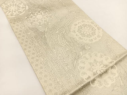 平和屋着物◎六通柄袋帯　プラチナ箔　九百紋織錦　鳳凰正倉院花文　正絹　逸品　BAAV7253yc