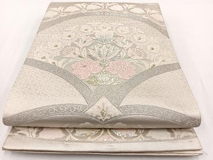 平和屋着物◎六通柄袋帯　唐織　更紗花文　金銀糸　正絹　逸品　BAAV7268yc