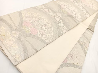平和屋着物◎六通柄袋帯　唐織　更紗花文　金銀糸　正絹　逸品　BAAV7268yc