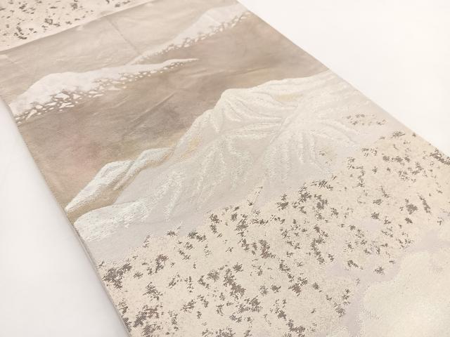 平和屋着物◎六通柄袋帯　遠山風景文　金銀糸　引箔　正絹　逸品　BAAV7298yc