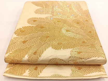 平和屋着物◎六通柄袋帯　孔雀羽文　金銀糸　正絹　逸品　BAAV7301yc