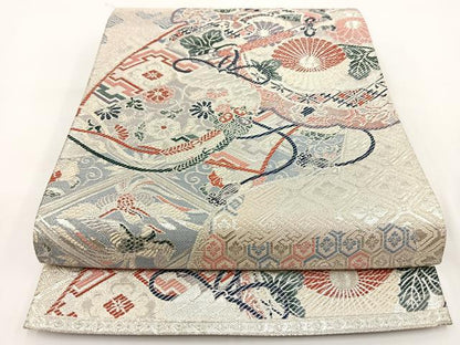 平和屋着物◎九百佐賀錦　六通柄袋帯　唐織　鳳凰吉祥花文　銀糸　正絹　逸品　BAAV7310yc