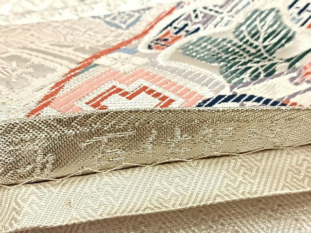 平和屋着物◎九百佐賀錦　六通柄袋帯　唐織　鳳凰吉祥花文　銀糸　正絹　逸品　BAAV7310yc