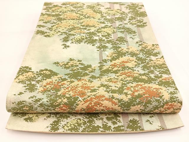 平和屋着物◎六通柄袋帯　唐織　樹林文　金銀糸　引箔　正絹　逸品　BAAV7312yc