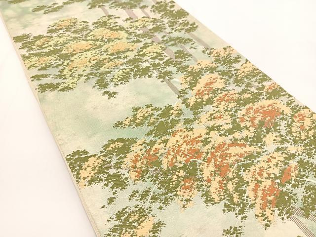 平和屋着物◎六通柄袋帯　唐織　樹林文　金銀糸　引箔　正絹　逸品　BAAV7312yc
