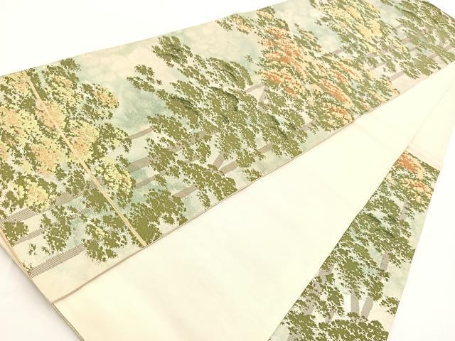 平和屋着物◎六通柄袋帯　唐織　樹林文　金銀糸　引箔　正絹　逸品　BAAV7312yc