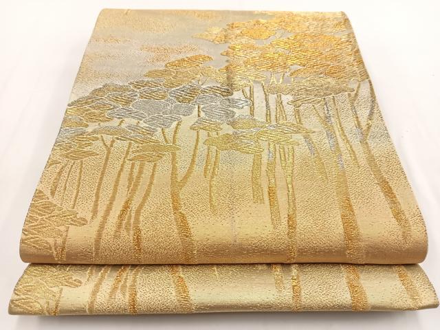 平和屋着物◎六通柄袋帯　松文　金銀糸　引箔　正絹　逸品　BAAV7315yc
