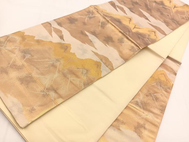 平和屋着物◎六通柄袋帯　重ね山文　金銀糸　引箔　正絹　逸品　未使用　BAAV7340yc