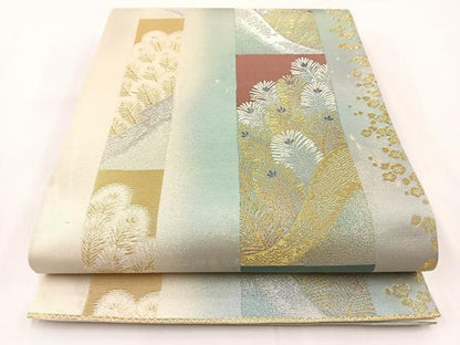 平和屋着物◎六通柄袋帯　祥寿　金銀糸　引箔　正絹　逸品　BAAV7363yc
