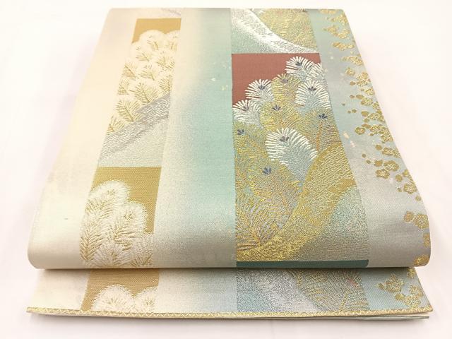 平和屋着物◎六通柄袋帯　祥寿　金銀糸　引箔　正絹　逸品　BAAV7363yc