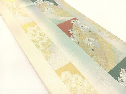 平和屋着物◎六通柄袋帯　祥寿　金銀糸　引箔　正絹　逸品　BAAV7363yc