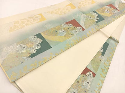 平和屋着物◎六通柄袋帯　祥寿　金銀糸　引箔　正絹　逸品　BAAV7363yc