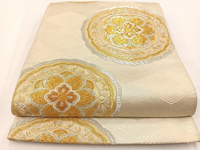 平和屋着物◎六通柄袋帯 正倉院花文 金銀糸 正絹 逸品 BAAV7378yc