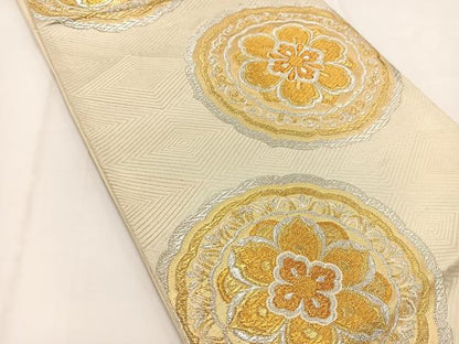平和屋着物◎六通柄袋帯 正倉院花文 金銀糸 正絹 逸品 BAAV7378yc