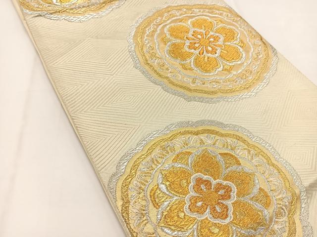平和屋着物◎六通柄袋帯 正倉院花文 金銀糸 正絹 逸品 BAAV7378yc