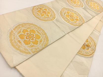 平和屋着物◎六通柄袋帯 正倉院花文 金銀糸 正絹 逸品 BAAV7378yc