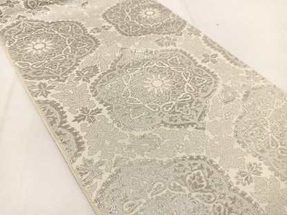 平和屋着物◎六通柄 本袋帯 手織箔 プラチナ箔 更紗花文 正絹 逸品 BAAV7379yc