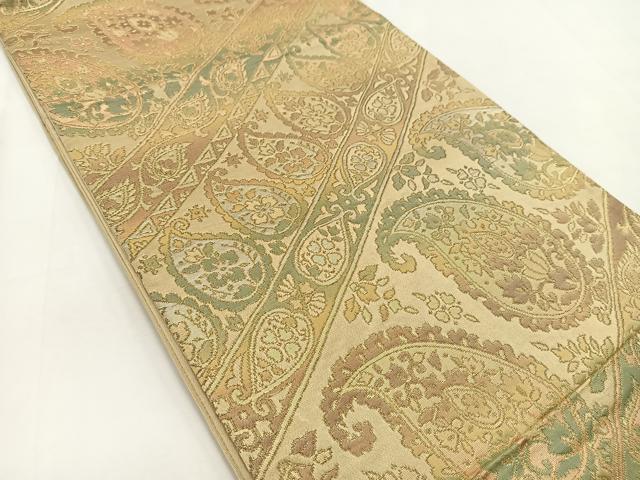平和屋着物◎六通柄袋帯 ペイズリー柄 金銀糸 正絹 逸品 BAAV7380yc