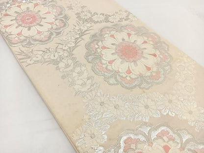 平和屋着物◎西陣　六通柄袋帯　唐織　正倉院花文　銀糸　正絹　逸品　BAAV7383yc