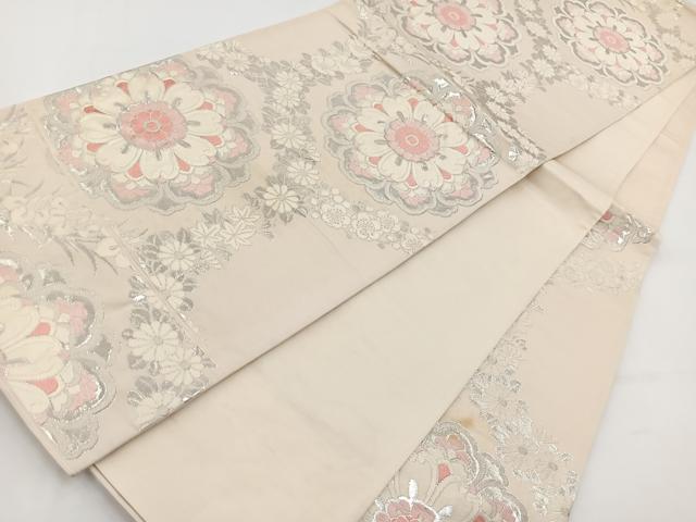 平和屋着物◎西陣　六通柄袋帯　唐織　正倉院花文　銀糸　正絹　逸品　BAAV7383yc