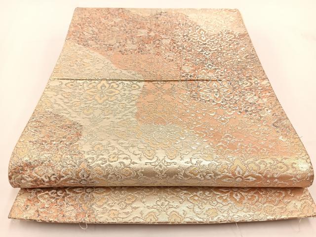 平和屋着物◎六通柄袋帯　道長正倉院花文　金銀糸　正絹　逸品　BAAV7388yc