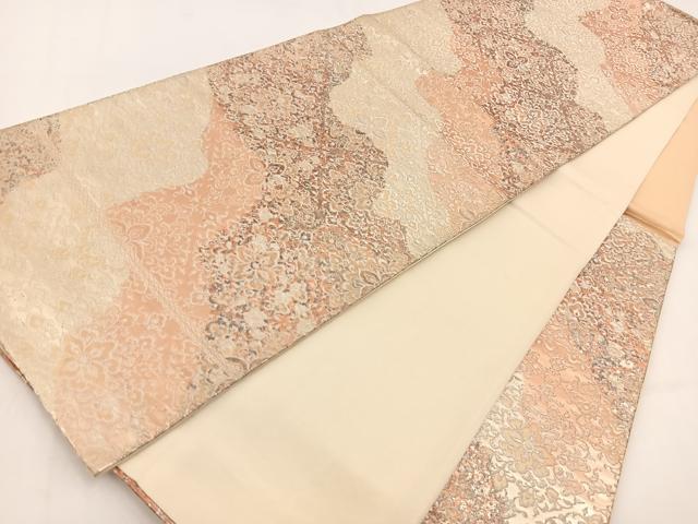 平和屋着物◎六通柄袋帯　道長正倉院花文　金銀糸　正絹　逸品　BAAV7388yc