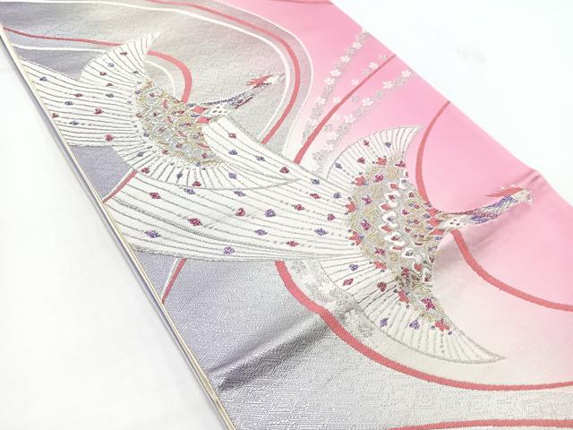 平和屋着物◎六通柄袋帯　唐織　鳳凰花文　金銀糸　正絹　逸品　BAAV7392yc
