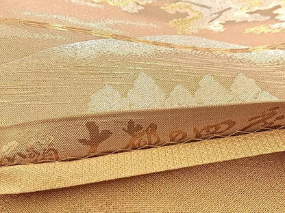 平和屋着物◎佐賀錦　六通柄袋帯　古都の四季　金銀糸　正絹　逸品　BAAV7395yc