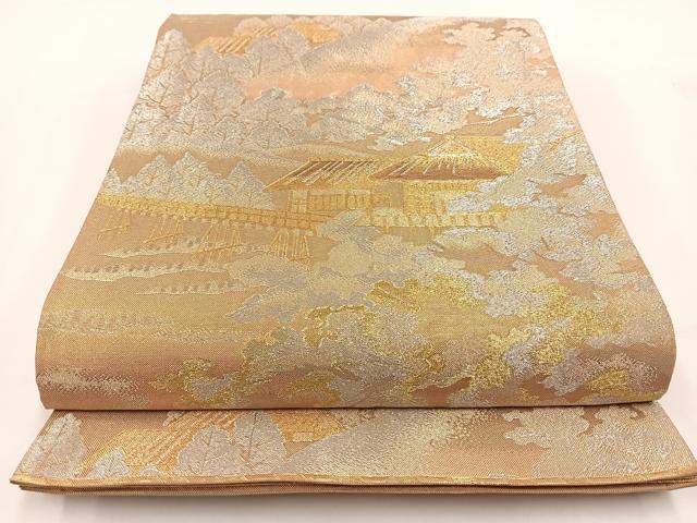 平和屋着物◎佐賀錦　六通柄袋帯　古都の四季　金銀糸　正絹　逸品　BAAV7395yc