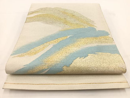 平和屋着物◎太鼓柄袋帯　綴れ　重ね山風景文　金銀糸　正絹　逸品　BAAV7396yc