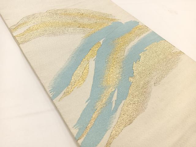 平和屋着物◎太鼓柄袋帯　綴れ　重ね山風景文　金銀糸　正絹　逸品　BAAV7396yc
