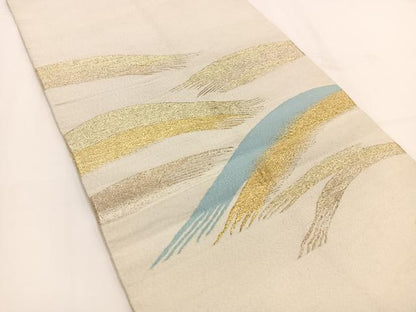 平和屋着物◎太鼓柄袋帯　綴れ　重ね山風景文　金銀糸　正絹　逸品　BAAV7396yc
