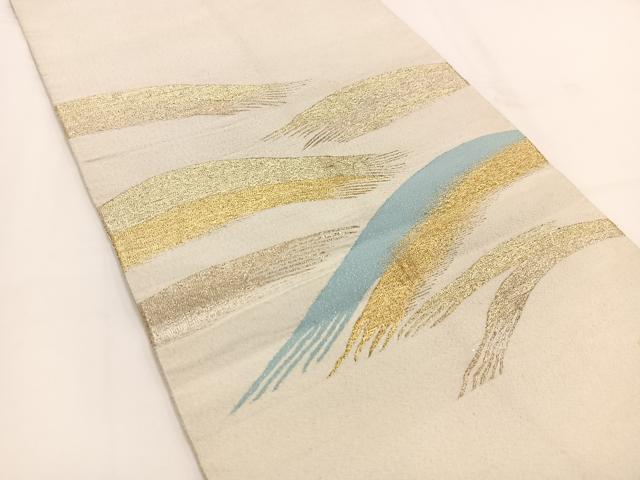 平和屋着物◎太鼓柄袋帯　綴れ　重ね山風景文　金銀糸　正絹　逸品　BAAV7396yc